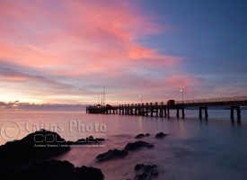 Image of Palm Cove jetty silhouetted at dawn, Cairns North Queensland, Australia