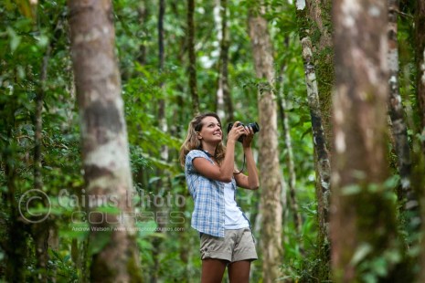 Image of photographer in rainforest at Mossman Gorge, North Queensland, Australia